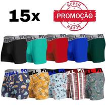 Kit Com 15 Cuecas Boxer Box Masculina Adulto Pitbull Atacado