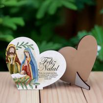 Kit com 15 Enfeites de Natal em Formato de Coração Decoração em MDF para Mesa e Escritório - R9 Decor