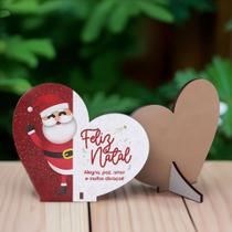 Kit com 15 Enfeites de Natal em Formato de Coração Decoração em MDF para Mesa e Escritório