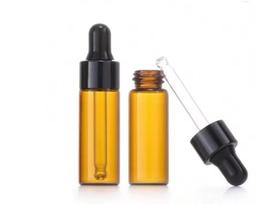 Kit Com 15 Frasco Vidro Ambar Conta Gotas Preto 5Ml Luxo