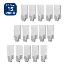 Kit com 15 ganchos adesivos inox sem furo multiuso para cozinha banheiro e organização Kit com 15 ganchos adesivos inox sem furo multiuso para cozinha banheiro e organização