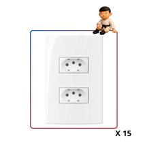 Kit com 15 mg conj 2 tomadas sleek 10a 4x2 branco (16002)