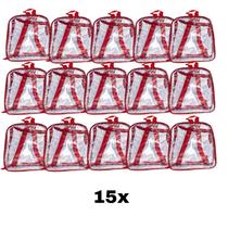 KIT COM 15 MINI mochila VERMELHA infantil transparente escola KIT COM 15 MINI mochila VERMELHA infantil transparente escola