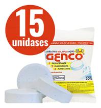 Kit COM 15 PASTILHAS CLORO GENCO TABLETE MULTIPLA ACAO 3 em 1 200g