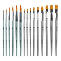 Kit com 15 Pincéis Artísticos GRAF Brush CiS Redondo Chato Conjunto Pintura Tela Fibra Sintética