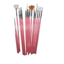 Kit com 15 Pincéis Decoração de Unhas Gel Acrigel Nail Art
