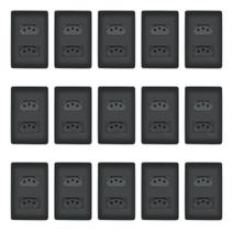 Kit Com 15 Tomadas Dupla Preta 2p+t 10a 250v Habitat - Fame Kit Com 15 Tomadas Dupla Preta 2p+t 10a 250v Habitat - Fame
