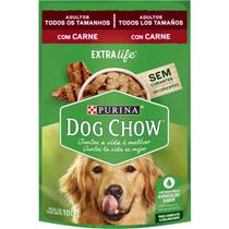 Kit com 15 unidades - Ração úmida Dog Chow Sachê Carne Para Cães Adultos 100gr