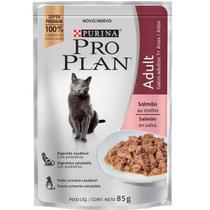 Kit com 15 unidades - Ração Úmida Proplan Para Gatos Sachê Sabor Salmão - 85gr