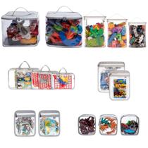 Kit Com 15 Unidades Sacos Organizadores De Brinquedos Cinza