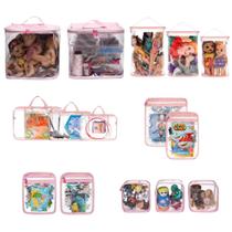 Kit Com 15 Unidades Sacos Organizadores De Brinquedos Rosa