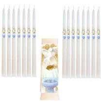 Kit com 15 Velas de Batismo, de Sacramento, de Batizado, 29 cm, cônica com duas torções, branca. Utilizada no ato religioso na igreja.