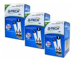 Kit Com 150 Fita Tira Para Medir Glicemia Glicose Em Medidor De Glicose G-tech Lite