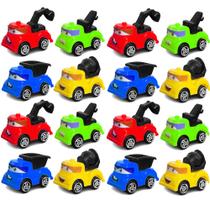 Kit com 16 Carrinhos Baby Caminhões Fricção Vermelho Verde Azul Amarelo Infantil