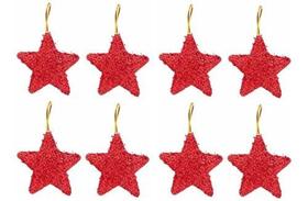 Kit Com 16 Estrelas Vermelha Brilhante Para Árvore De Natal