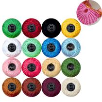 Kit Com 16 Linhas de Algodão Crochê Bordado Coloridas n08