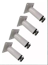 Kit Com 16 Pés De 10cm Cromado, Aço, Armários, Sofás