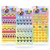 Kit com 168 Adesivos Sticker Pet 03 Cartelas Cão e Gato