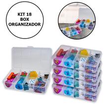Kit Com 18 Box Organizadores Tam P Transparente Kit Com 18 Box Organizadores Tam P Transparente