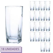 Kit com 18 Copos Luxo 285ml Água Vidro Transparente Grosso