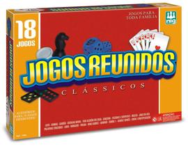 Kit com 18 Jogos Clássicos Dama Ludo Loto Xadrez Dominó Nig