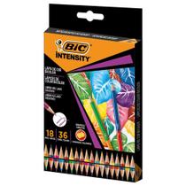 Kit Com 18 Lápis De Cor Com 36 Cores Intensity Bic