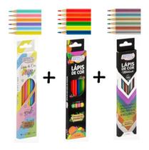 Kit Com 18 Lápis De Cor Pastel + Metálico + Neon Brw