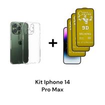 Kit Com 1UN Capa Capinha Transparente + 3UN Película Fosca Para Iphone 14 PRO MAX