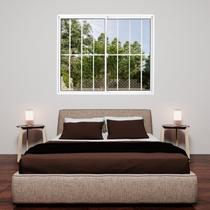 Kit com 2 1/6 Janelas de Alumínio de Correr 100x100cm 2 Folhas com Grade e Vidro Liso Linha Soft Mgm