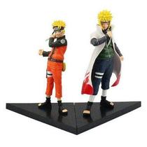 Kit com 2 action figures naruto - naruto e minato dxf shinobi relations