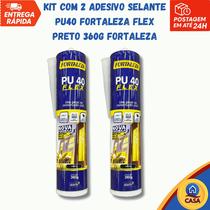 Kit com 2 Adesivos Selante PU40 Flex Preto 360g Fortaleza