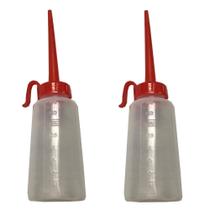 Kit Com 2 Almotolia Bisnaga Plástica De 160ml Transparente Bico Reto