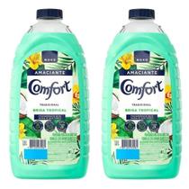 Kit Com 2 Amaciante Comfort De Roupa Brisa Tropical Com Toque De Coco Frasco 1 8l