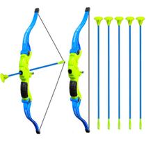 Kit com 2 Arco e Flecha de Brinquedo com Alvo e 6 Flechas com Ventosa Grudam