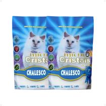 Kit Com 2 Areias Micro Cristais Chalesco 1,8kg Cada Forma Torrões Anti Odor