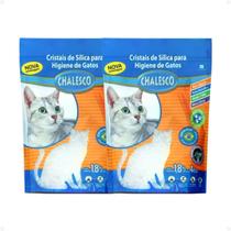 Kit Com 2 Areias Sílica Cristais Chalesco Forma Torrão Anti Odor 1,8kg