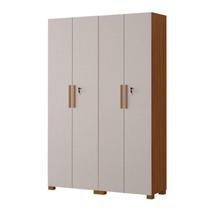 Kit com 2 Armários Multiuso Escritório NT4020 4 Portas e Prateleiras Marrom/Freijó Trend/Off White Tx