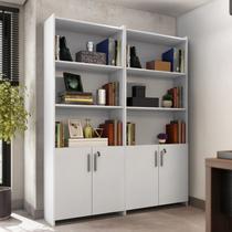 Kit com 2 Armários para Escritório Semi-Aberto 2 Portas com Chave Branco Kit com 2 Armários para Escritório Semi-Aberto 2 Portas com Chave Branco
