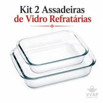 Kit com 2 Assadeiras De Vidro Retangular Refratárias
