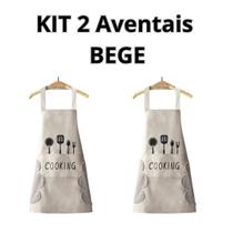 Kit com 2 aventais Avental Chef de Cozinheiro Unissex Bege Kit com 2 aventais Avental Chef de Cozinheiro Unissex Bege