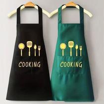 Kit com 2 Avental De Cozinha Poliéster Impermeável 95cm com Bolso Frontal Linha Cooking