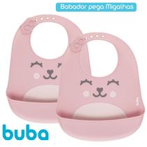 Kit com 2 Babador Buba de Silicone Pega Migalhas Bebê