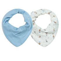 Kit Com 2 Babadores Bebê Bandana Amigos no Safari Azul - Hug Kit Com 2 Babadores Bebê Bandana Amigos no Safari Azul - Hug