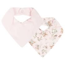 Kit Com 2 Babadores Bebê Bandana Floresta Rosa - Hug