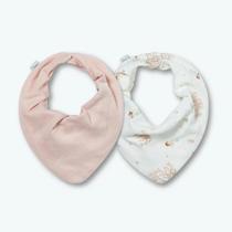 Kit Com 2 Babadores Hug Bandana Cerejeira Rosa Pêssego Kit Com 2 Babadores Hug Bandana Cerejeira Rosa Pêssego