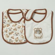 Kit Com 2 Babadores Hug Doguinhos Marrom Café Kit Com 2 Babadores Hug Doguinhos Marrom Café