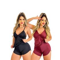 Kit com 2 Baby Doll Pijama Sem Bojo Malha Fria liganete Short Doll Feminino Conjunto Com Renda Baby Dool Babydoll Kit com 2 Baby Doll Pijama Sem Bojo Malha Fria liganete Short Doll Feminino Conjunto Com Renda Baby Dool Babydoll
