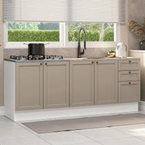 Kit Com 2 Balcões De Cozinha 3 Gavetas 4 Portas (sem Tampo E Pia) Branco-crema Vik Madesa 01 Kit Com 2 Balcões De Cozinha 3 Gavetas 4 Portas (sem Tampo E Pia) Branco-crema Vik Madesa 01