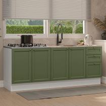 Kit Com 2 Balcões De Cozinha 3 Gavetas 4 Portas (sem Tampo E Pia) Branco/verde Vik Madesa 01 Branco/verde Kit Com 2 Balcões De Cozinha 3 Gavetas 4 Portas (sem Tampo E Pia) Branco/verde Vik Madesa 01 Branco/verde