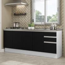 Kit Com 2 Balcões De Cozinha Madesa Glamy 4 Portas 3 Gavetas (sem Tampo E Pia) - Branco/preto Kit Com 2 Balcões De Cozinha Madesa Glamy 4 Portas 3 Gavetas (sem Tampo E Pia) - Branco/preto